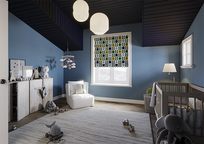 Orla Kiely Spot Flower Stem, Blue & Green - Roman Blind - Image 6